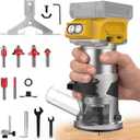 Cordless Router Compatible with DeWalt 20V Battery(No Battery) 600W Brushless Wood Router, 5-Speed Control, Depth Adjustment, Edge & Roller Guide, Router Bits