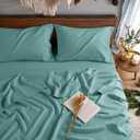 100% Pure Linen Sheet Full 4 pcs Sheet Set Deep Pocket Up to 16" Mattress Soft Breathable Bed Set Comfortable for All Season (Aqua, Full)