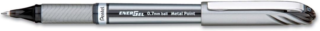 PENTEL EnerGel NV Liquid Gel Pen, .7mm, Gray Barrel, Black Ink (BL27A)