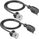 3 Outlet Light Socket Adapter, Convert E26/E27 Bulb Socket to 3 Prong Outlet with Extension Cord, Flexible Light Bulb Plug Converter Suitable for Indoor Outdoor Porch Garage Patio Use(Black,2 Pcs)