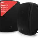 Pyle Outdoor Waterproof Wireless Bluetooth Speaker - 6.5 Inch Pair 2-Way Weatherproof Wall/Ceiling Mounted Dual Speakers w/Heavy Duty Grill, Universal Mount, Patio, Indoor Use PDWR64BTB (Black)