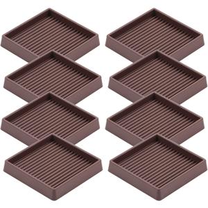 VOCOMO 3X3 Rubber Caster Cups, Non Slip Furniture Pads, Anti-Slip Furniture Gripper, Anti Skid Furnitures Feet, Anti Slide Floor Protector for Bed Couch Stoppers (Brown, 8 Pack)