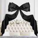 Yicentdp 1Pack Giant Black Bow Decor 34 x 94 Inches Large Coquette Bow Satin Bow Backdrop for Wedding Bridal Shower Birthday Party Room Wall Decor