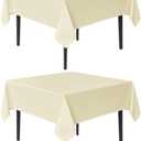 sancua Square Tablecloths 54x54 Inch, 2 Pack - Beige Fabric Table Cloth for Square or Round Tables, Washable Polyester Table Cover for Dinner, Holiday Party, Decorative Display Tables