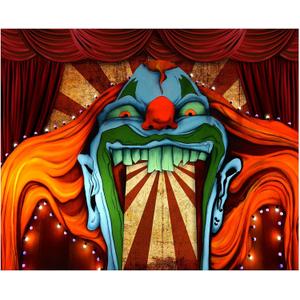 Funnytree 10x8ft Horror Circus Theme Halloween Backdrop for Photography Giant Evil Clown Hallomas Birthday Party Background Scary Grove Vampire Baby Cake Table Decor Banner Photobooth Studio Props