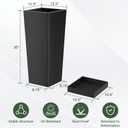 Metal Tall Outdoor Planters Set of 2, 30 inch Durable Tall Planters with Rust-Proof Coating & Drainage Insert Shelve & Trays, Black Outdoor Planters for Porch, Garden, Patio, Yard