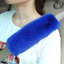 Boao 4 Pack Faux Sheepskin Car Seat Belt Pads Seatbelt Protector Soft Seat Belt Shoulder Strap Cover Comfort Harness Pad(Blue, 9.9 Inch)