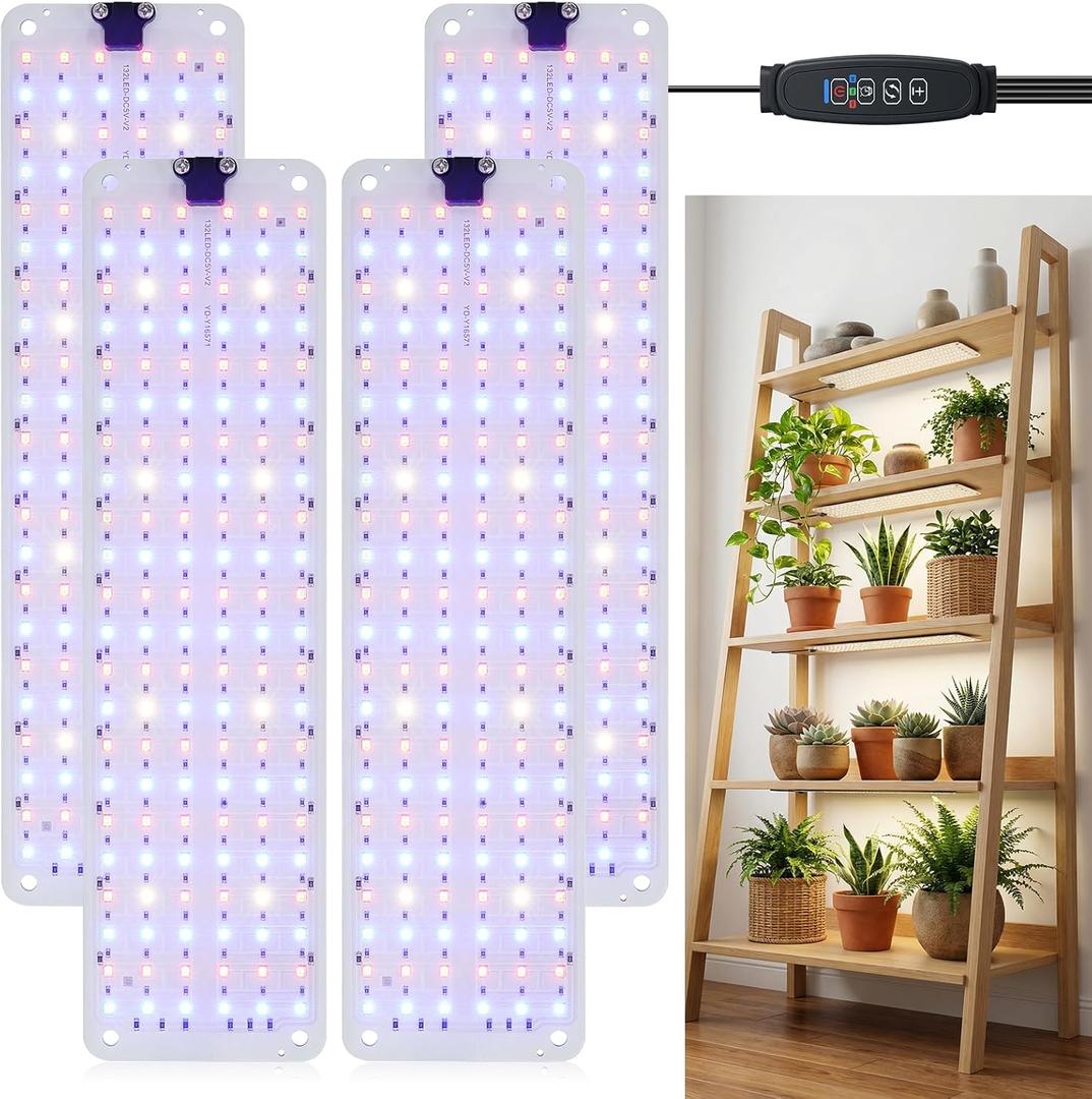 LED Grow Lights for Indoor Plants, Full Spectrum Grow Light with 504 LEDs Ultra-Thin Grow Light Panel Auto on & Off Timer for Under Cabinet Plant Seedlings Flowers Veg and More