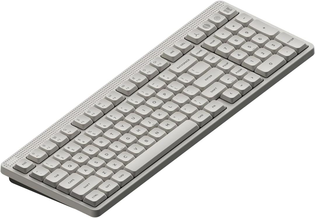 NuPhy Node100 Wireless Mechanical Keyboard, Hot Swappable Custom Low Profile Keyboard, 103 Keys Computer Gaming Keyboards, Supports Touch Gestures, PBT Keycaps, RGB Backlit, Bluetooth/2.4GHz/USB-C (White)