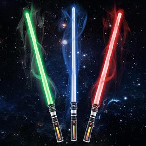 3 Packs 3 Colors Light Sabers with FX Sound (Motion Sensors) for Kids, Expandable Handle Light up Sword for Halloween Xmas Boys Children's Day Dress Up Parties Costum Galaxy War Fighters and Warriors