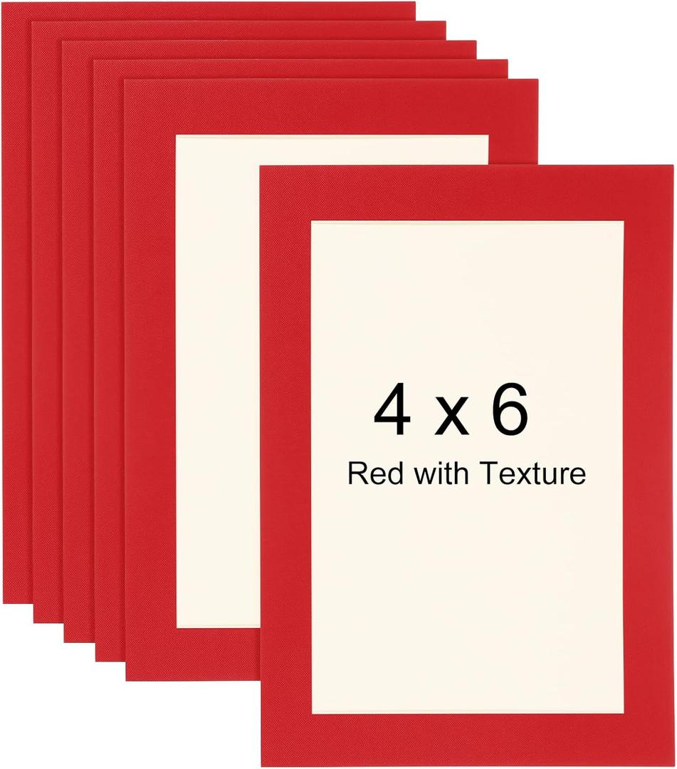 uxcell 4 x 6 Cardboard Picture Frame, 6pcs Red with Texture Photo Wall Display Paper Frame with Clear Film for Children's Drawing Artwork Display Gallery Wall Frame Exhibition