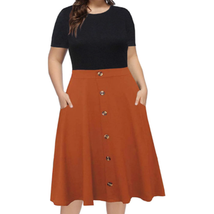 Berydress 
Women's Colorblock Knee-Length A-Line Plus Size Dress with Pockets
Woman's Dress M Black/Brown