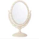 Schones Geschaft 2-Sided Tabletop Makeup Mirror, Swivel Vintage Dresser Cosmetic Mirror, Bathroom Bedroom Dressing Beauty Mirror (Beige)