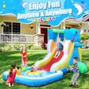 Inflatable Water Slide, Bounce House for Kids Backyard, Toddler Blow Up Bouncer, Splash Zone, Climbing Wall, Water Cannon for Party