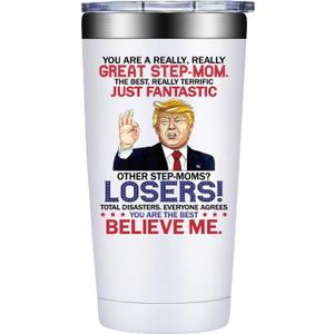 SpenMeta Step Mom Gifts - Bonus Mom Christmas Gift from Son, Daughter - 20oz Funny StepMom Mothers Day Tumbler Cup