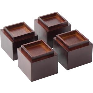 4 Inch Bamboo Bed Risers, 2000 LBS Heavy Duty Furniture Leg Risers with Anti-Fall Edge, Height Extenders Support Blocks for Bed Sofa Desk Table, 4-Pack Brown