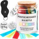 Tioncy 90 Positive M1essages in a Jar, Positive Affirmation Christmas Gifts for Women, Daily Inspirational Messages in a Jar with Pocket Hug Coin for Self Care