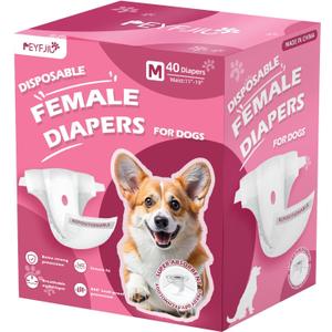 Disposable Dog Diapers, Female Dog Diapers for Heat Cycle Protection, Super Absorbent & Adjustable, for Excitable Urination, Incontinence & Potty Training, Medium, 10 Count