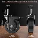 Casters Set of 4,3 inch Threaded Stem Caster Wheels,1/2"-13 x 1(Stem Diameter 1/2",Stem Length 1"), Heavy Duty Casters Black, Locking Swivel Caster Wheels with Brake