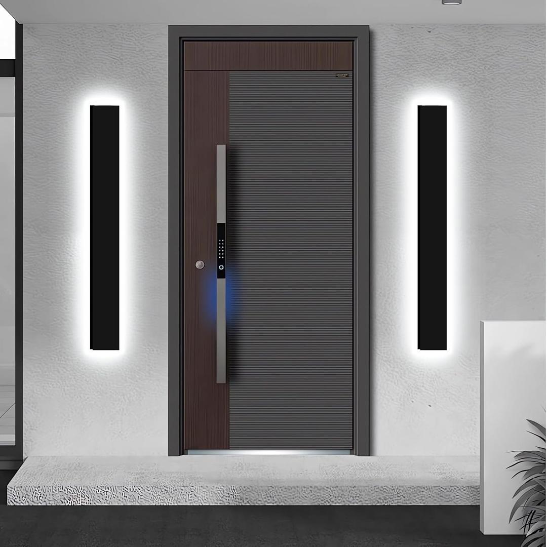 2psc 39in Outdoor Wall Sconces, IP65 Waterproof Outdoor Long Wall Lights, Exterior Lighting Fixtures for Garage Patio Porch, Black Linear Dimmable LED Wall Light for House(4.33in Width), 2pc-39in*4.33in