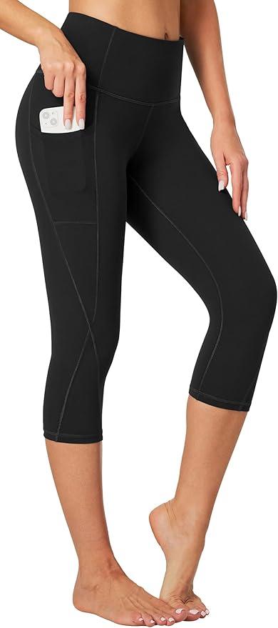 Heathyoga Capri Leggings For Women High Waisted Capri Leggings With Pockets For Women Tummy Control Yoga Pants Women M