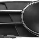 1pc Fog Light Grill for Audi A6 C7 2011-2014 Durable ABS Black Silver Tone Front Left Front Lower Bumper Fog Light Cover Inserts