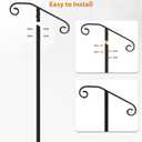 Handrail Railing, In-Ground Single Post Handrail, Wrought Iron Stair Handrail Grab Rail for Steps Porch, Long Post Fits 1 or 2 Steps, Black