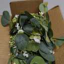 2Pcs 6FT Eucalyptus Garland, Green Garland with Flowers,Artificial Faux Greenery Vines for centerpieces Wedding Party Table Runner Room Home Mantle Decor