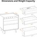 25.43" Walnut Finish Nightstand with Charging Station Night Stand with Leg, 23.62" x 15.75" x 25.43"