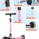 Besrey Kick Scooter for Kids Ages 3-10, 3-Wheel Folding Scooter with Adjustable Height, LED Light Wheels, Extra Wide Deck for Outdoor Activities