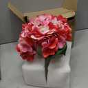 Hollyone Hydrangea Artificial Flowers with Glass Vase Fuchsia Silk Faux Flowers Arrangements in Vase with Faux Water Fake Floral Bulk Bouquet for Home Decor Table Centerpiece Decorations