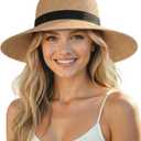 Senker Fashion Sun Hats for Women UV Protection, Packable Wide Brim Straw Hat for Men Beach Summer Vacation Travel