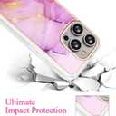 Compatible with iPhone 16 Pro Max Case for Women Girls, Girly Cute Phone Case for iPhone 16 Pro Max with Flower Phone Charm Lanyard, Shockproof Hard Protective Case 6.7 Inch Purple Marble