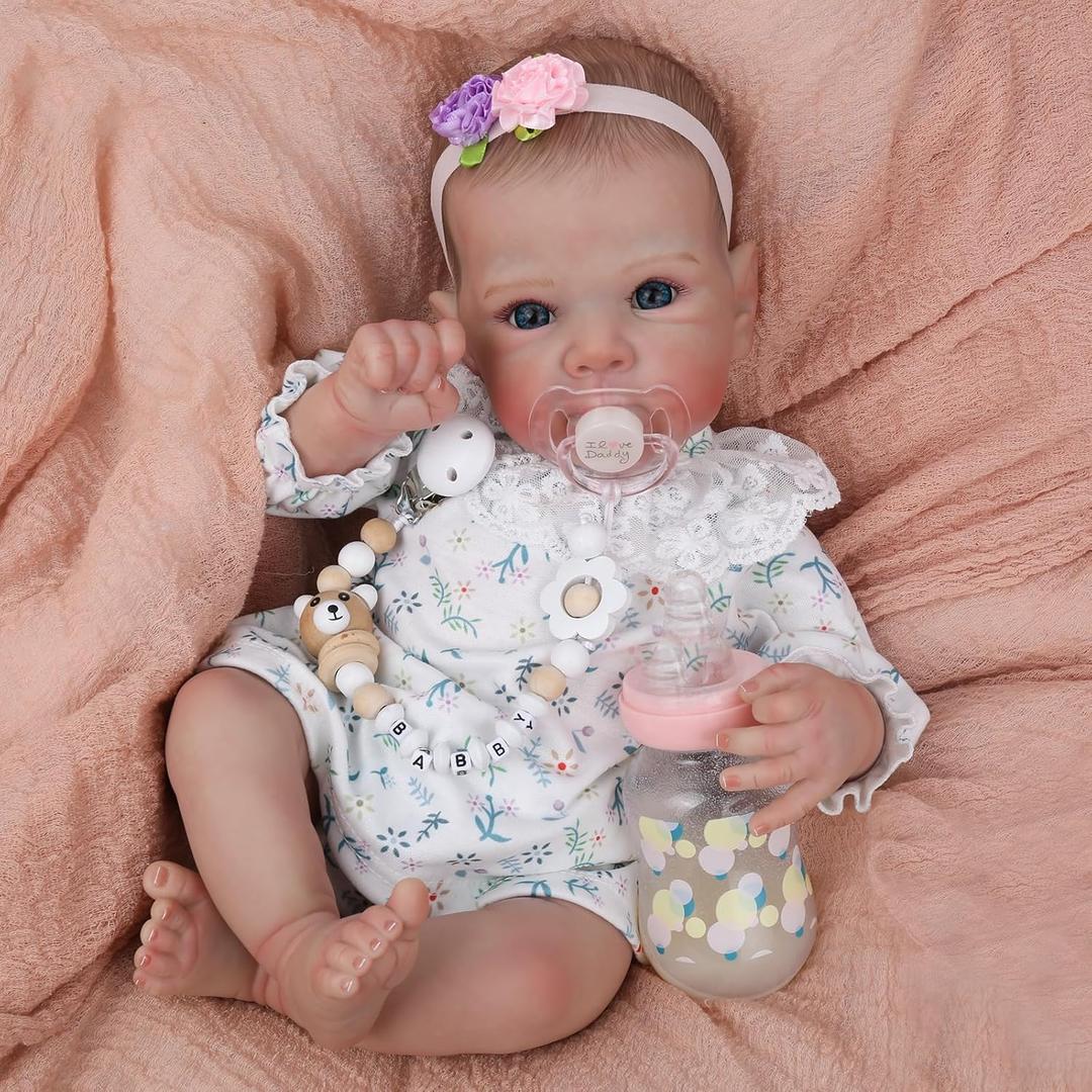 WOOROY Realistic Reborn Baby Dolls, 18 Inch Lifelike Newborn Baby Girl Doll with Soft Body, Real Life Baby Dolls with Accessories Gift Toys for Kids Age 3+