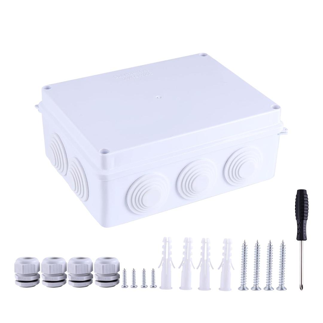 1Pcs Junction Box, IP65 Waterproof Junction Box, with Reserved Holes,Project Boxes for Electronics,DIY ABS Plastic Empty Enclosure 7.8 x 6.1 x 3.1 inch200x155x80mm