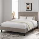 Novilla King Size Bed Frame with Adjustable Headboard Platform King Bed Frame Linen Fabric Upholstered Headboard, No Box Spring Needed, Noise-Free, Wooden Slats Support, Easy Assembly, Beige