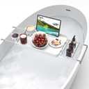 Bathtub Tray for Large Soaking Tub Table Tray Expandable Tub Shelf for Bathtub Caddy Bath Shelf Over Tub Luxury Bath Board Book Holder with Removable 2 Cup Holder Phone Metal Shower Caddy Basket White