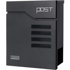 Decaller Large Capacity Mailbox with Key Lock, Wall Mount Metal Mail Box with Newspaper Compartment for Outside, 14.4" x 13" x 4.2", 938 Black