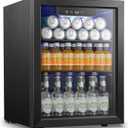 Antarctic Star Beverage Refrigerator Cooler 68 Can, Mini Fridge with Glass Door for Beer Drinks Wine,Freestanding Small Fridge with Electronic Temperature Control for Home and Bar,1.7 cu.ft (Black)