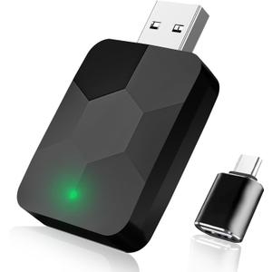 Wireless CarPlay Adapter - Convert Wired to Wireless CarPlay Dongle, 2-in-1 Mini Size CarPlay & Android Auto, Plug & Play for Factory CarPlay Cars, 5Ghz WiFi Fast Auto Connect