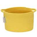 Sea Team Oval Cotton Rope Woven Storage Basket with Handles, Diaper Caddy, Nursery Nappies Organizer, Baby Shower Basket for Kid's Room, 12.2 x 8.7 x 9 Inches (Small Size, Yellow) 2 Pack