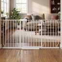 57.5"-62" Extra Wide Auto Closing Baby Safety Gate for Stairs & Doorways, Pressure Mounted No Drill Pet Gate with Walk-Through Door - Heavy Duty Childproof Gate for Toddlers, Kids, Dogs