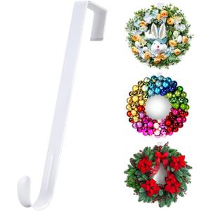 12 Metal Over The Door Wreath Hanger for Front Door  Non-Scratch Door Hook for Hanging Christmas Wreaths, Holiday Decor & Welcome Signs, Durable Wreath Hanger Hooks for Home Decoration, White