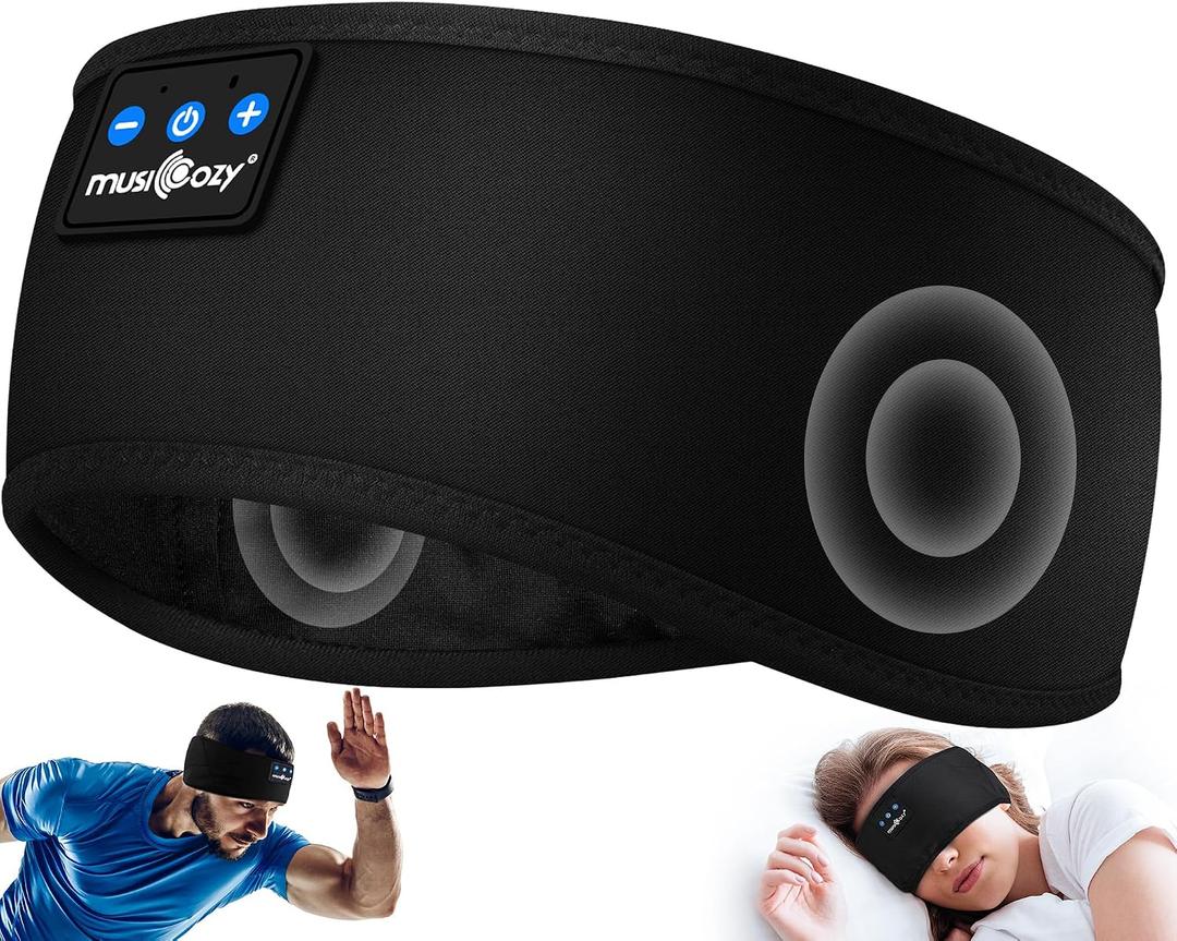 MUSICOZY Sleep Headphones Bluetooth 5.4 Headband, Sports Wireless Earphones Sweat Resistant Earbuds Sleeping Headphone with Ultra-Thin HD Stereo Speaker for Workout Running Cool Gadgets Unique Gifts