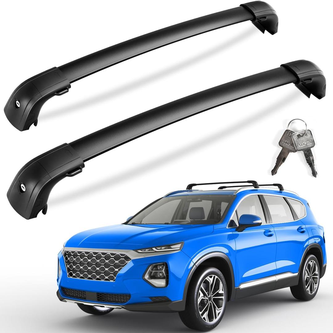 220lbs Lockable Roof Rack Cross Bars Compatible with Hyundai Santa Fe 2019 2020 2021 2022 2023, Anti-Theft Aluminum Roof Rails Crossbars Cargo Carrier Bag Black