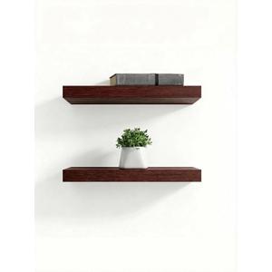 Solid Wood Floating Shelves,11.8in Finished Real Wood Wall Shelves with Heavy-Duty Hidden Bracket, Easy Installation, Set of 2, 11.8in x 7.1in x 1.5in, for Living Room Bedroom Kitchen,Walnut