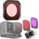 Diving Lenses Filter for Insta360 Ace Pro 2, Action Camera Waterproof Case Protective Shell Red Pink Purple Dive Filter Accessories (Light red)