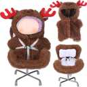 17 cm Christmas Doll Clothes with Seat, Cute and Functional Xmas Outfit with Accessories for Doll Fans and Collectors, Christmas Car Desk Office Decor(Brown,Reindeer)