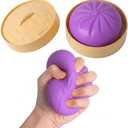 Dumpling Squishy Mystery Box Realistic Dumpling Squishy with Steamer Basket, Sensory Fidget for Adults & Teens, Big Stress Relief Ball, Easter Basket Stuffers & Sensory Gift (Purple)