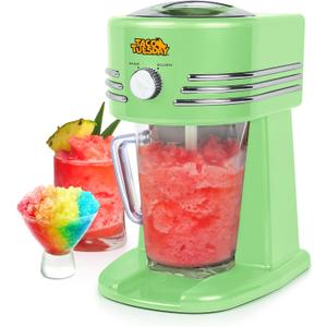 Nostalgia Taco Tuesday Frozen Drink Maker and Margarita Machine for Home - 40-Ounce Slushy Maker with Stainless Steel Flow Spout - Easy to Clean and Double Insulated - Lime Green